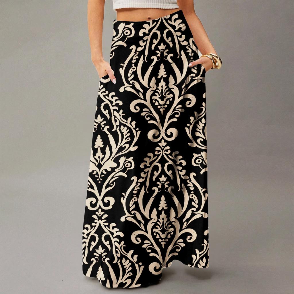 Женское струящееся платье макси, обычная повседневная летняя юбка в стиле бохо