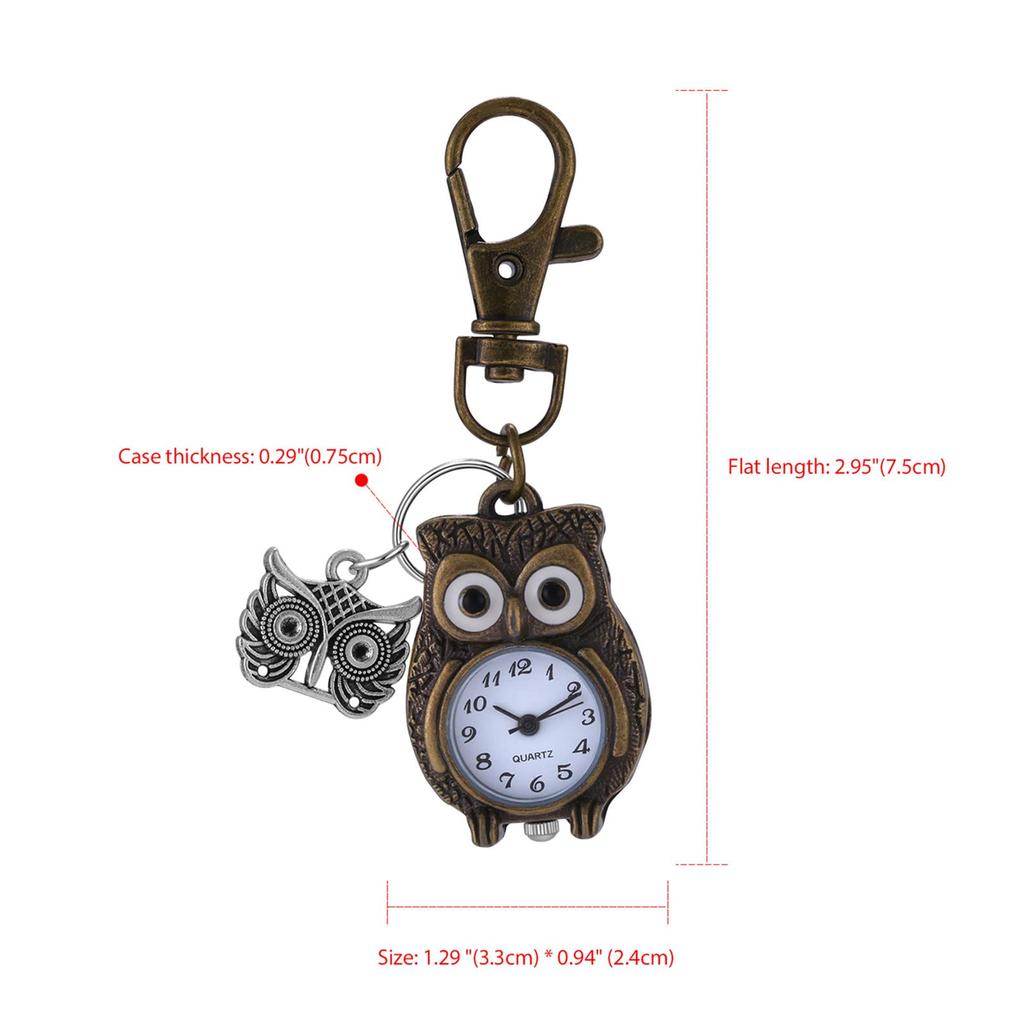 Owl Keychain Watch Clip Carabiner Watch Pocket Watch Analog Waterproof Cute Fashion Accessory Men's Women's