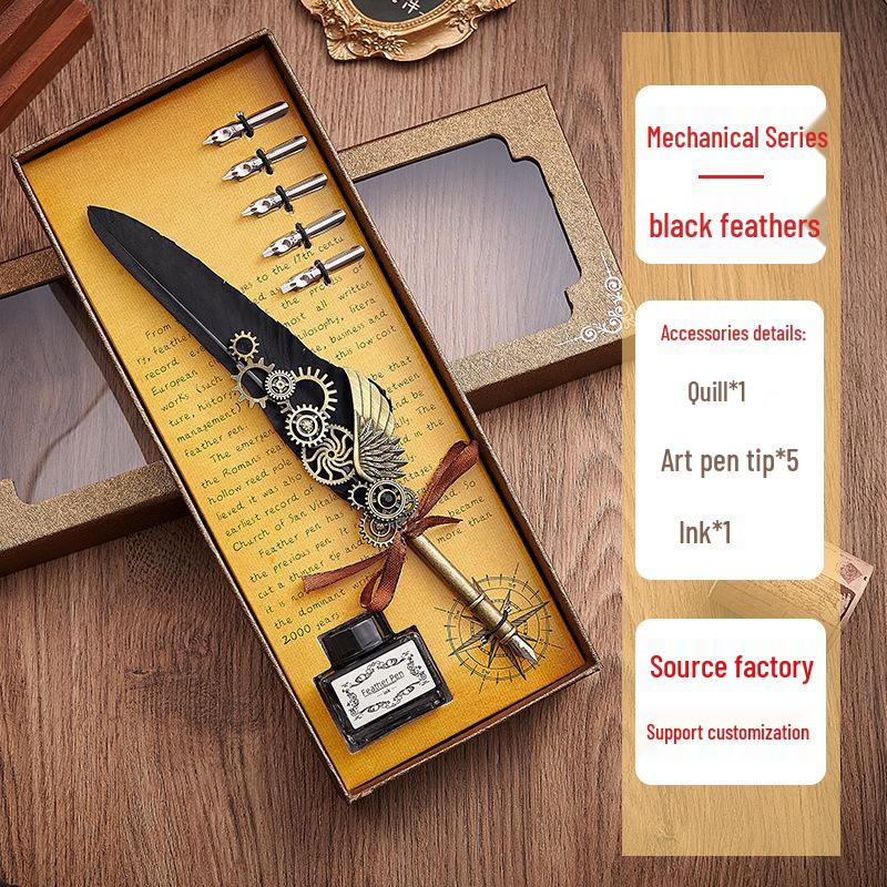 Ретро Европейский набор перьевых ручек с перьями, в механическом панк-стиле и с печатью из сургуча - Идеальный подарок на день рождения