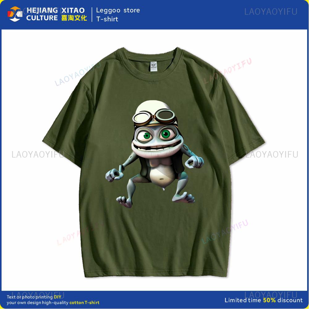 Футболка Crazy Frog Футболка Crazy Frog Хлопковая Футболка с принтом Короткий рукав Повседневная Мужская Милая Футболка Хип-хоп Харадзюку Стритвир