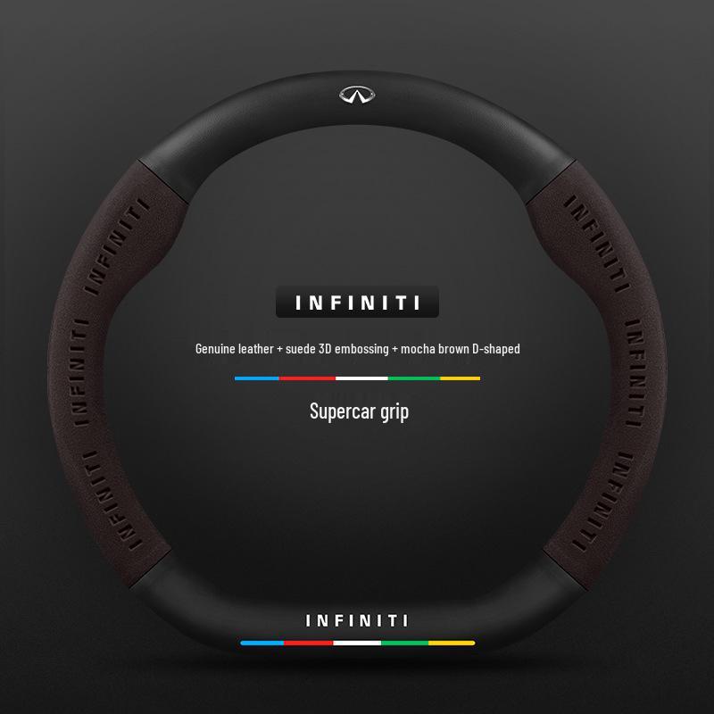 Infiniti Special Car Steering Wheel Cover - Genuine Leather, Suede, Carbon Fiber, Universal, Breathable, All-Season
