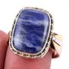 Кольцо из натурального содалита, ручная работа, серебро 925 пробы, двухцветное, размер 9, США, W1p15