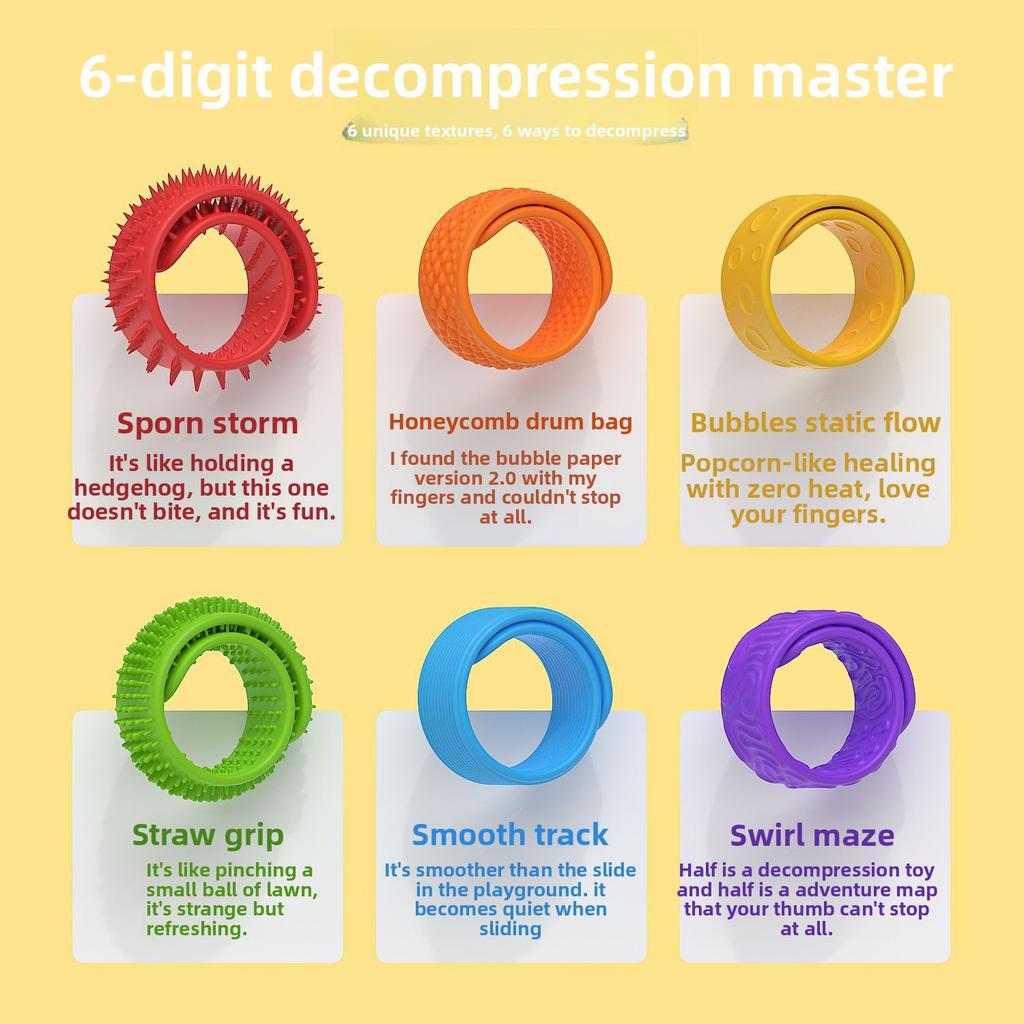 6 Pack Fidget Toys Slap Bracelets Textured Silicone Sensory Toys For Kids Autism Calming Sensory Toy For Special Needs Fidgets