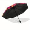 1pc Tropical Leaves Automatic Open/close Folding Compact Umbrella, 8-Rib Sturdy Canopy, Lightweight Portable, Everyday Use, Gift, 125