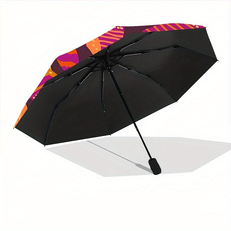 1pc Tropical Leaves Automatic Open/close Folding Compact Umbrella, 8-Rib Sturdy Canopy, Lightweight Portable, Everyday Use, Gift, 125