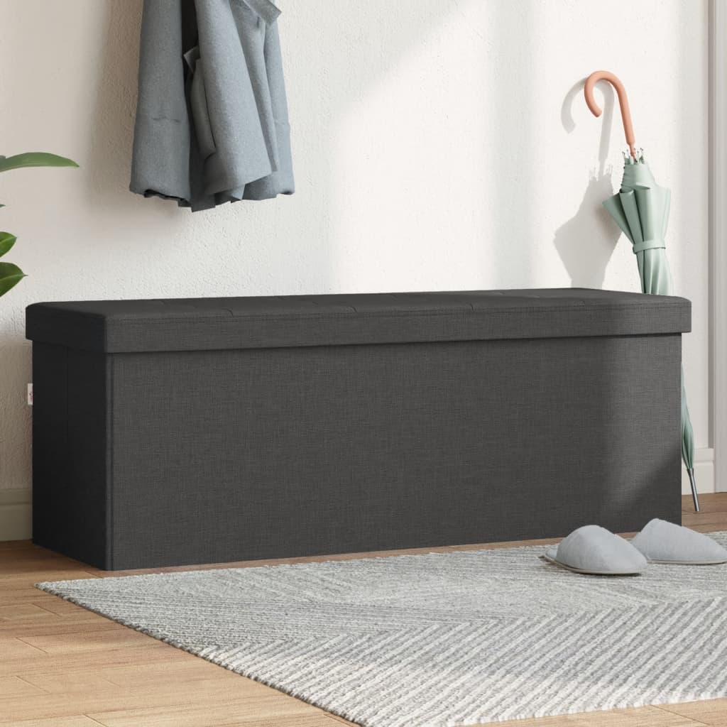 Storage Bench Foldable Dark Gray Linen Look