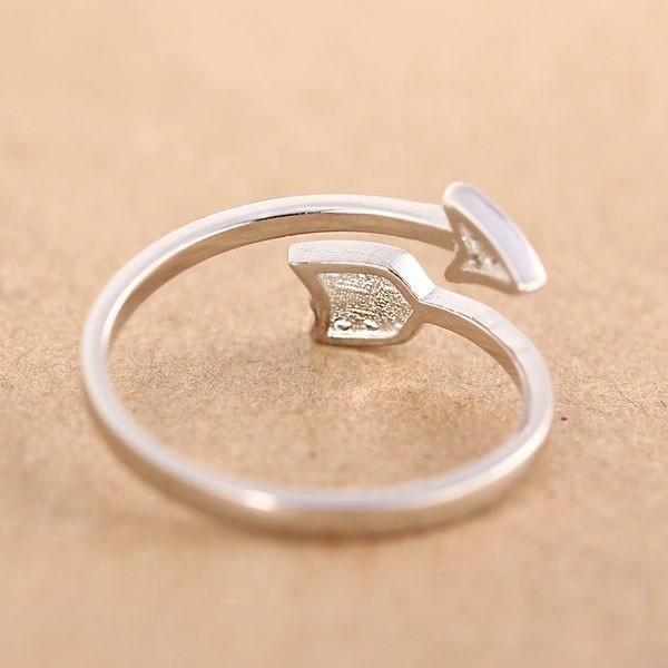 Кольцо в виде стрелы в форме сердца в корейском стиле, регулируемое, открытое, серебро S925