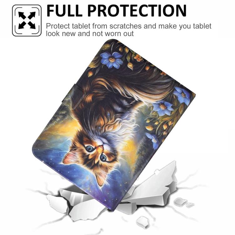 Voltage Sewing Thread Painted Vegan Leather Smart Tablet Case for iPad Air 11 2026/2025/2024, Auto Sleep Wake Stand Cover
