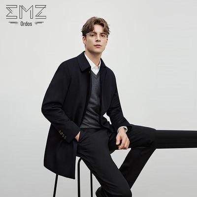 Мужское пальто EMZ из мериносовой шерсти с лацканами, средней длины, шерстяное 9E7500112