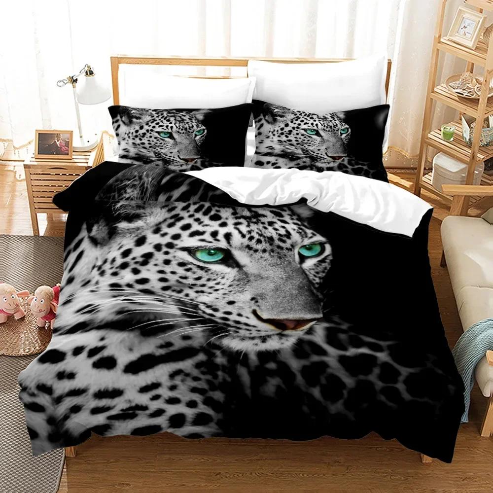 Leopard Black Panther Comfortable Duvet Quilt Cover Pillowcase Bedding Set Children Bedroom Decoration Home Textile