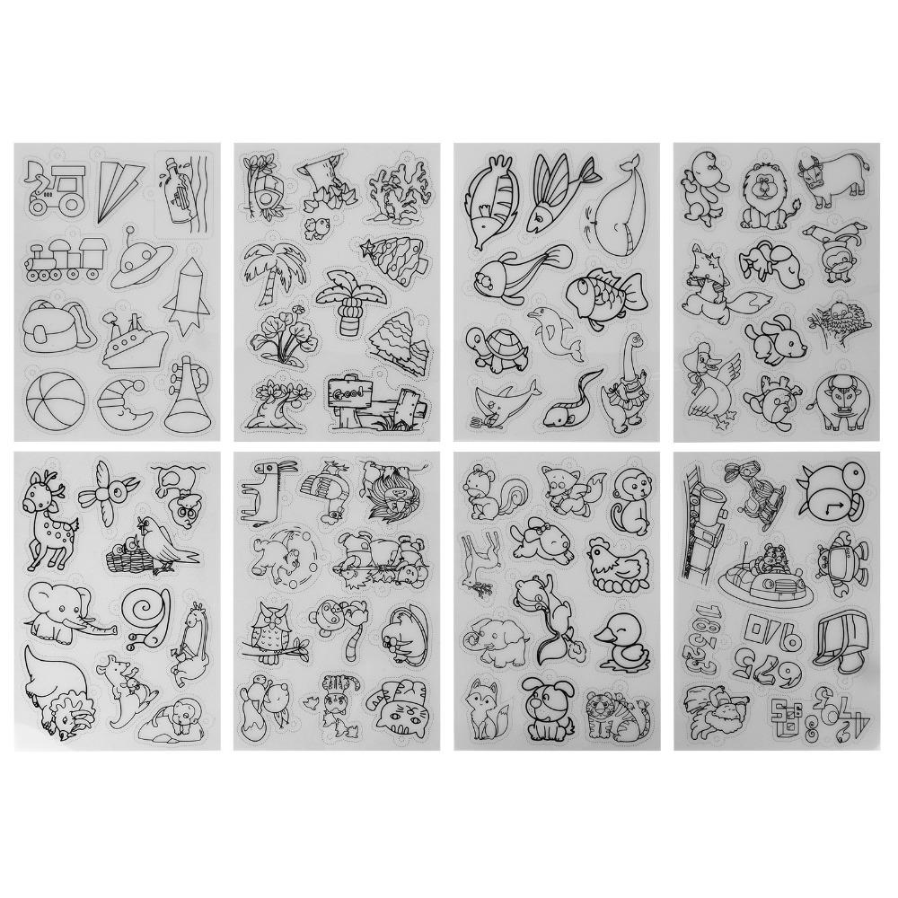 8 PCS Cute Animal Heat Shrink Sheets White Different Patterns Shrink Plastic Sheets Colorable Shrinky Art Paper Creative Craft