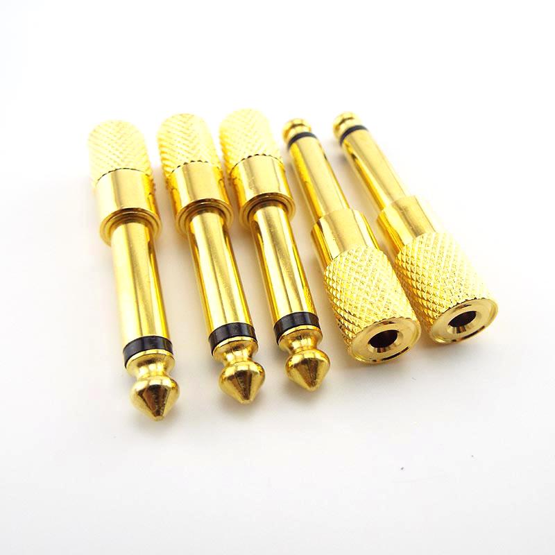 10 шт. 6,35 мм 1/4" моно штекер на 3,5 мм 1/8" гнездо разъем аудио динамик моно терминал штекер адаптер для наушников позолоченный 6,5 мм