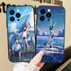 Чехол для телефона с анимацией W-Weathering With You Для IPhone 17 Air 16 15 14 13 Pro Max 11 12 Черный силиконовый чехол