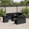 VidaXL Garden Lounge Set 9 Pcs with Cushions Black Wicker 3268035