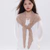 White Knitted Triangle Scarf Ethnic Style Crochet Flower Scarves Hollow Out Lace Shawl  Summer