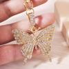 1pc Shiny Rhinestone Butterfly Keychain Cute Animal Alloy Key Chain Ring Bag Backpack Charm Car Key Pendant Earbud Case Accessories