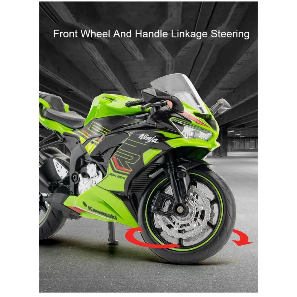 1/12 Kawasaki NIJIA ZX6R мотоцикл игрушечная модель легкосплавного автомобиля переднее колесо левое правое рулевое колесо подвеска транспортное средство детский подарок
