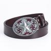 Pentagram Leather Men's Cowhide Belt Retro Smooth Buckle Wide Belt Decorative Belt