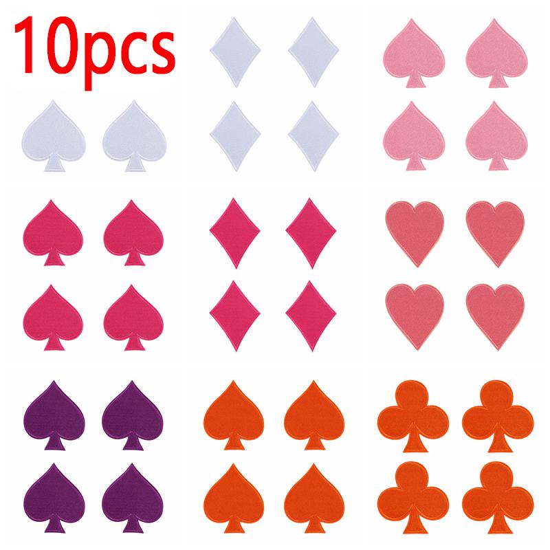 10pcs Wholesale New Poker Trend Embroidery Patch On Clothes Jackets Diy Decoration Cartoon Iron On Patches For Clothing Access