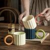 Creative Large Round Handle Mug Office Water Cup Breakfast Yogurt Milk Cup Party Couple Coffee Cup European Ceramic Drinking Set