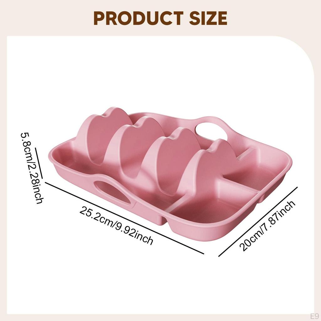 Silicone Taco Holder Platter Fit Dishwasher with Dividers Handles Tray Rack Dish for