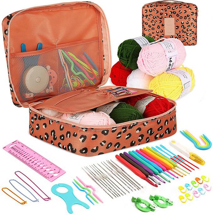 58-Piece Crochet Kit: Beginner's Portable Yarn & Knitting Tools