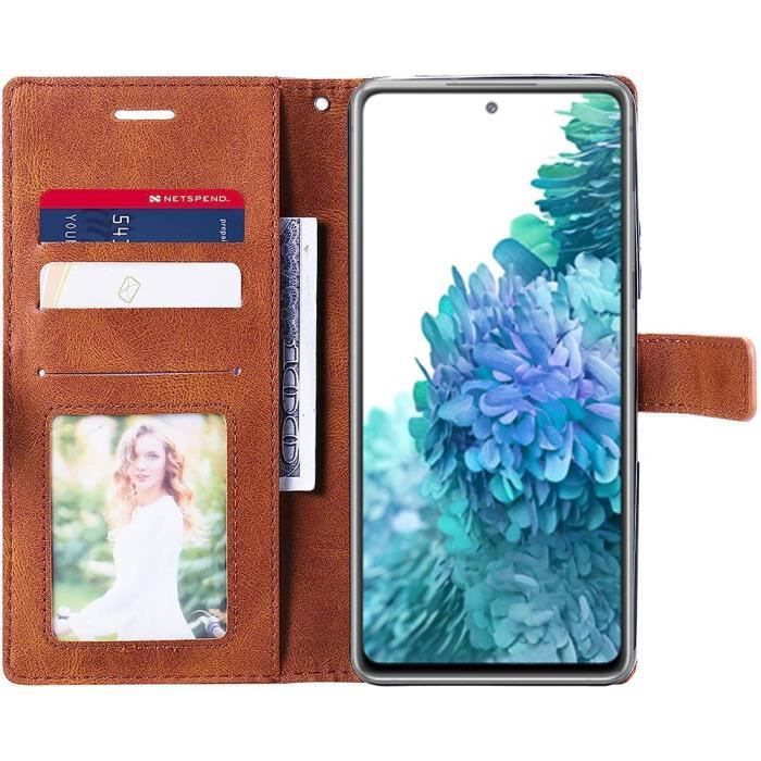 Coque de protection pour Samsung Galaxy S20 FE - BOOLING - Effet Cuir Flip Case Marron