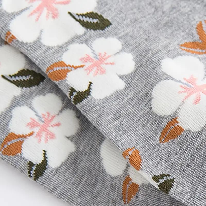 5 пар женских хлопковых носков с цветочным принтом, винтажные носки с рисунком, новинка, теплые повседневные модельные носки с оборками до щиколотки