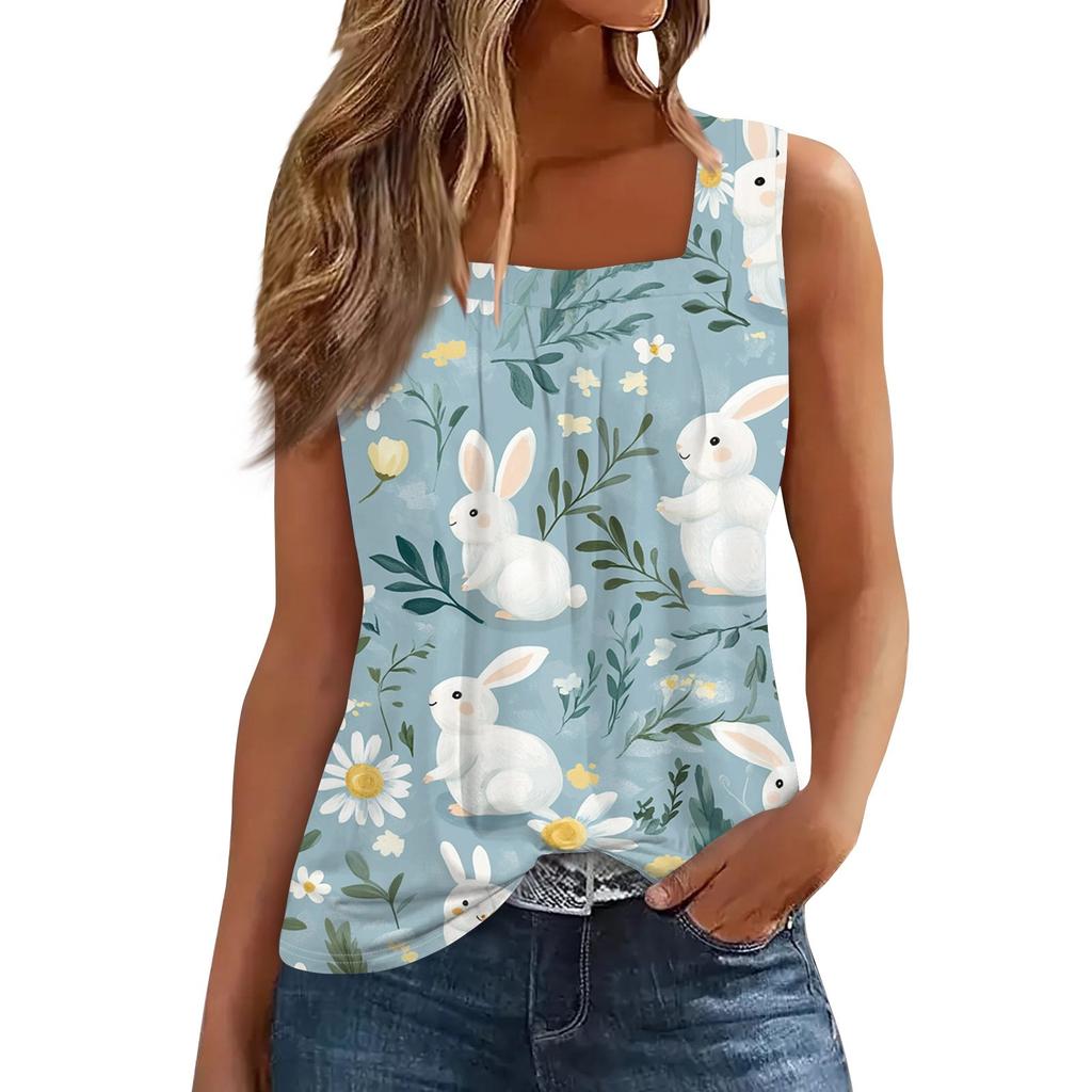 Женская мода повседневная плиссированная жилетка без рукавов с квадратным воротником и принтом летняя футболка