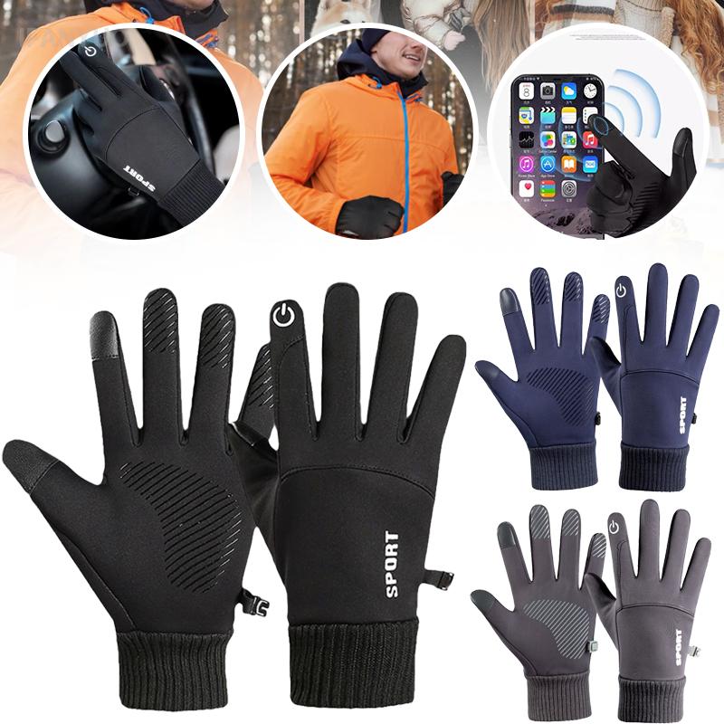 Зимние теплые перчатки для снега, для велоспорта на открытом воздухе, полнопалые перчатки с сенсорным экраном, водонепроницаемые флисовые перчатки для бега, катания на лыжах, мотоцикла