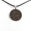 Stones and Minerals. United Kingdom 1 Farthing Victoria ""old Head"" Coin Necklace. Black Cord.