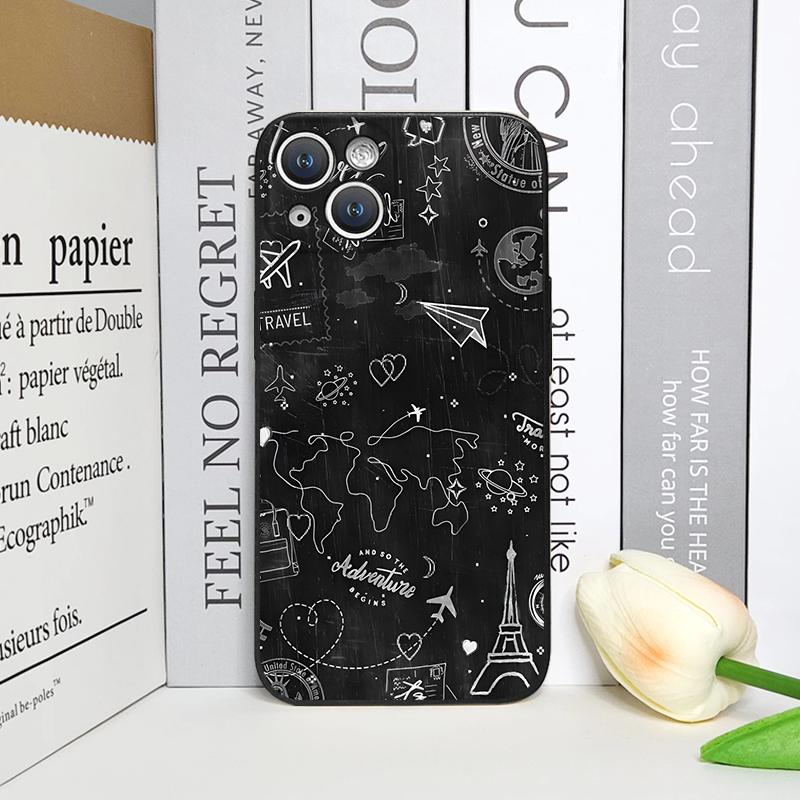 Модный Чехол для Телефона с Картой Мира и Самолетами для Путешествий для IPhone 16 15 12 11 14 13 Pro Max 13 Mini 16e 7 8 14 Plus XR X XS SE2 Мягкие Чехлы