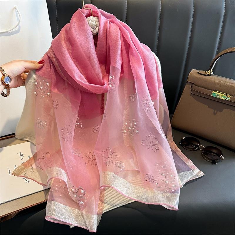 Роскошный блестящий кружевной шарф шелковый женский хиджаб мягкие шерстяные шали и палантины большой цветок тонкие шарфы фуляр женский буфанда новый