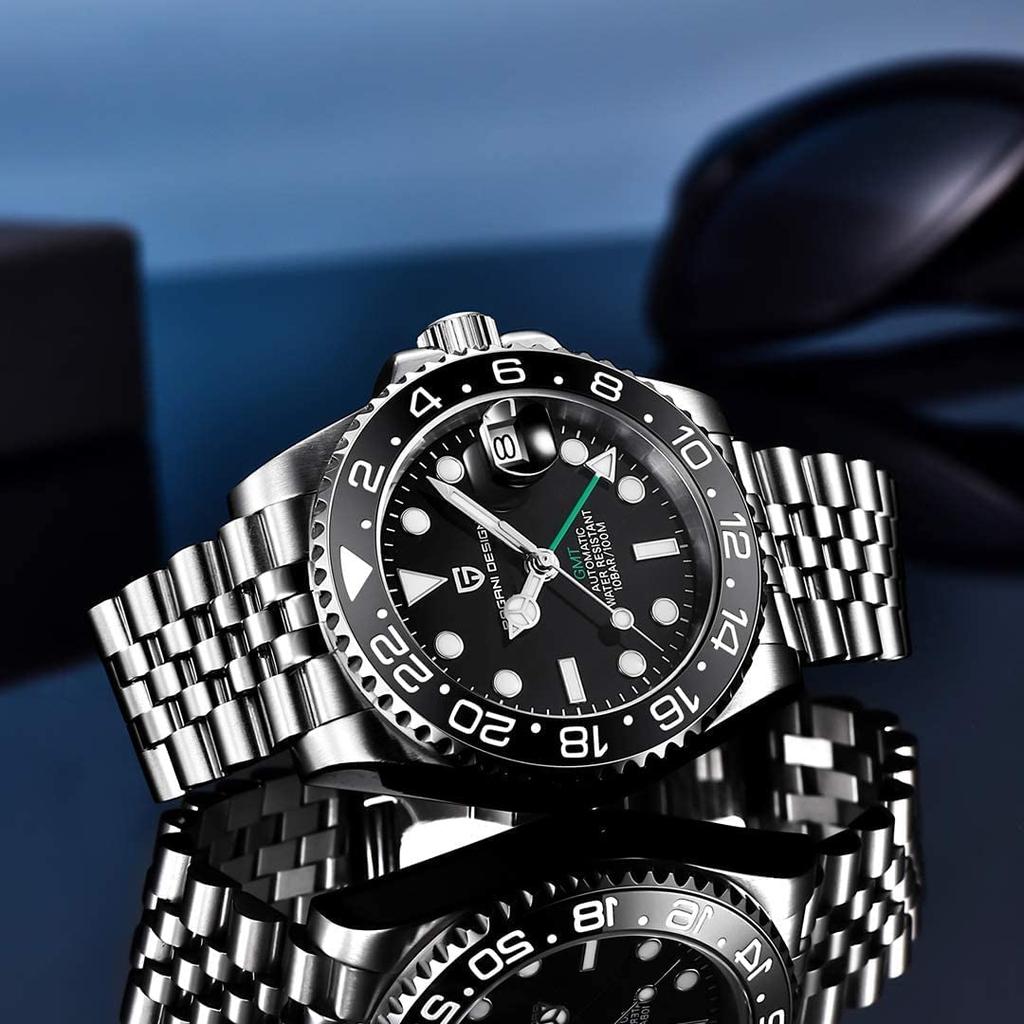 Pagani Design Часы GMT Hand Automatic Factory Сделано в Японии Механизм Diver Mechanical Корпус в комплекте Водонепроницаемый керамический безель Деловой деловой костюм