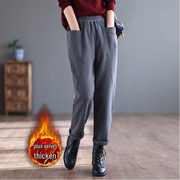 Женские ретро-шаровары с подкладкой из японского бархата и карманами на осень/зиму 2025 года