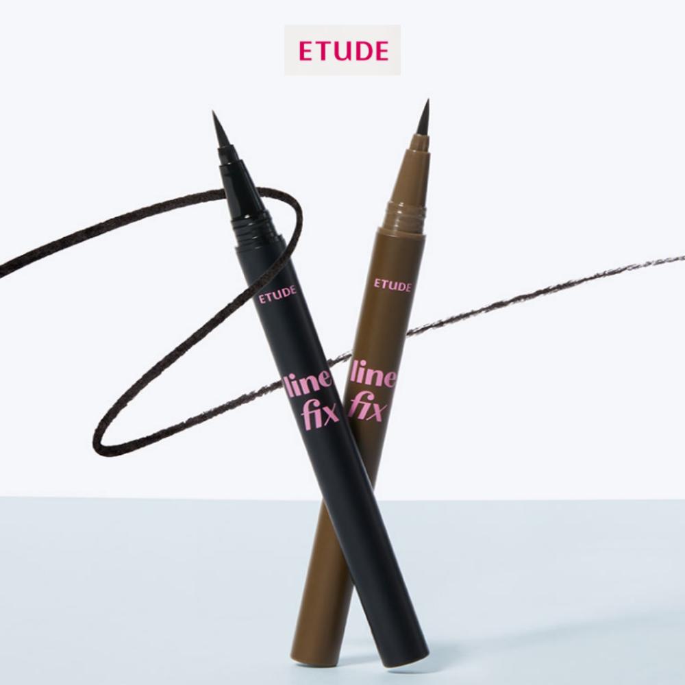 ETUDE NEW LINE FIX BRUSH LINER | Фиксированная подводка для глаз / черный или коричневый | Устойчивость к размазыванию / Водонепроницаемость / Маслостойкость / Универсальная кисть-лайнер