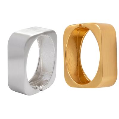 Толстый квадратный золотой или серебряный браслет-бенгл, широкий манжет, глянцевый браслет, украшение для женщин на каждый день