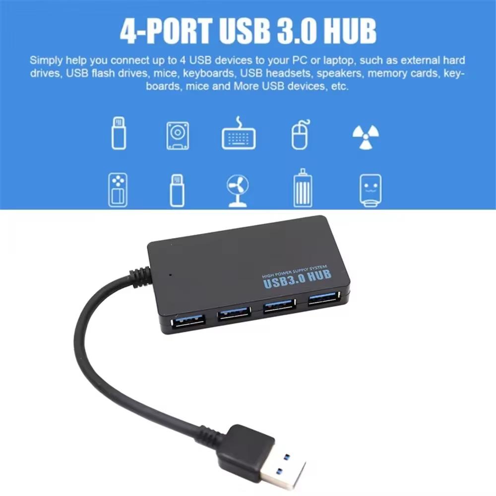 Высокоскоростной концентратор USB 3.0, многопортовый разветвитель USB, 4-портовый адаптер расширения, компьютерные аксессуары для ноутбуков
