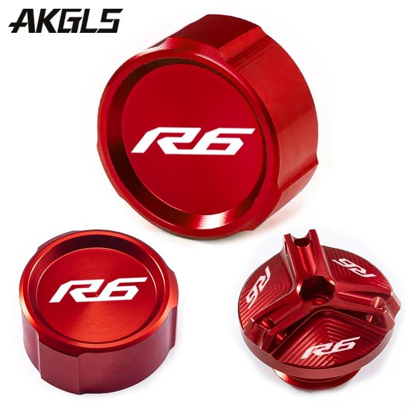 Front and Rear Brake Fuel Tank Cap and Filler Cap Protection Accessories For Yamaha R6 YZF R6 Yzfr6 YZF-R6 2010- 2022