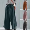 Women's Solid Color Mid-waist Trousers Casual Loose Wide-leg Pants Temperament Corduroy Pants
