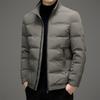 Мужская новая зимняя стильная тонкая короткая куртка с воротником-стойкой, утолщенная, красивая повседневная белая куртка на утином пуху для молодежи и людей среднего возраста
