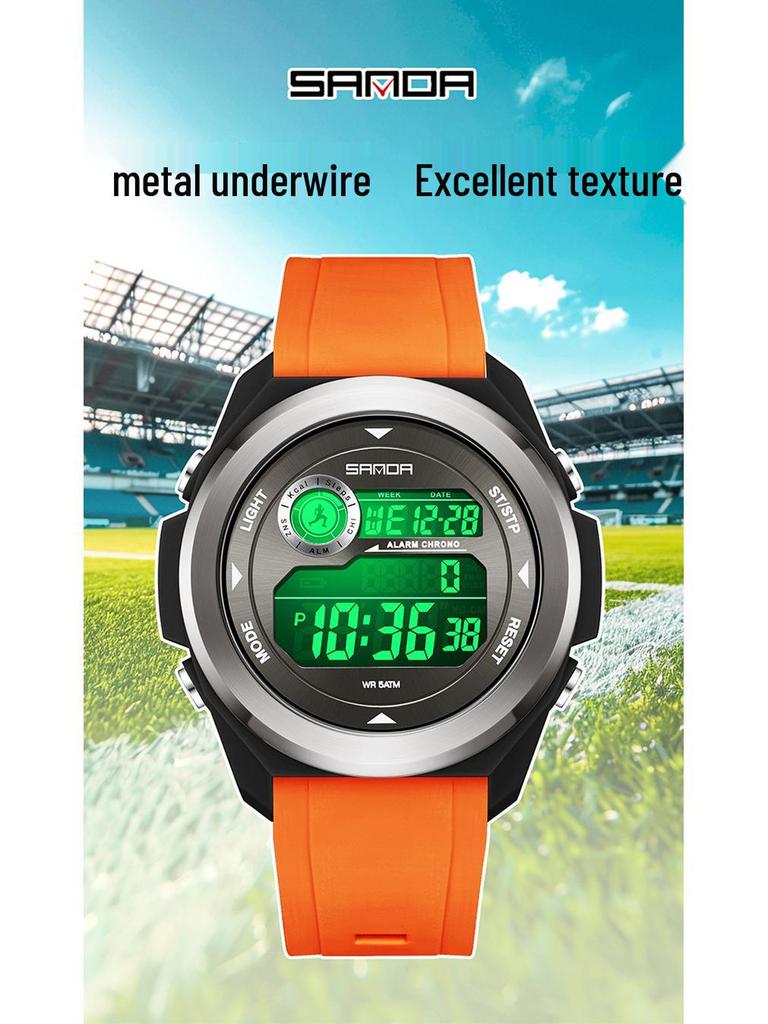 Универсальные спортивные часы SANDA: Вечный календарь, Будильник, Двойное время, Шагомер.