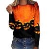 Cartoon Printed Women Street T-shirt Theme Sports Long Sleeve 3D Tees Halloween  T-shirts Autumn Pullovers Top