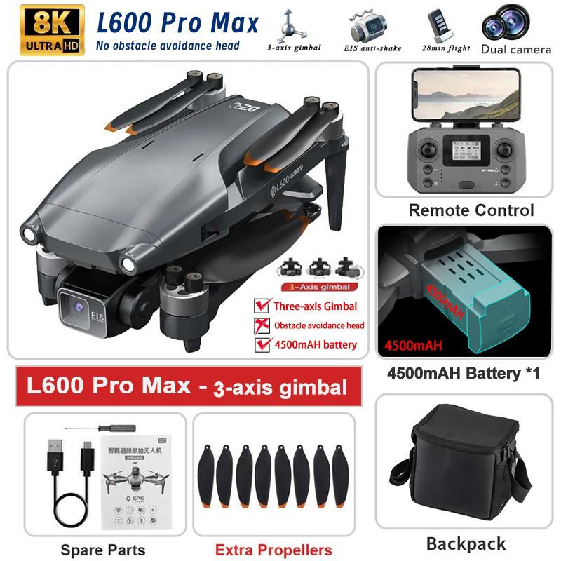 Новый L600 PRO MAX / PRO GPS Дрон Профессиональная 4K Камера 3-осевой Подвес Аэро FPV Бесщеточный Избегание Препятствий Складной Квадрокоптер Дрон
