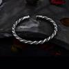 Thai Handmade Pure Silver Bracelet Women's Art Retro Hammer Pattern Pulling Round Bracelet Solid S999 Solid Silver Jewelry