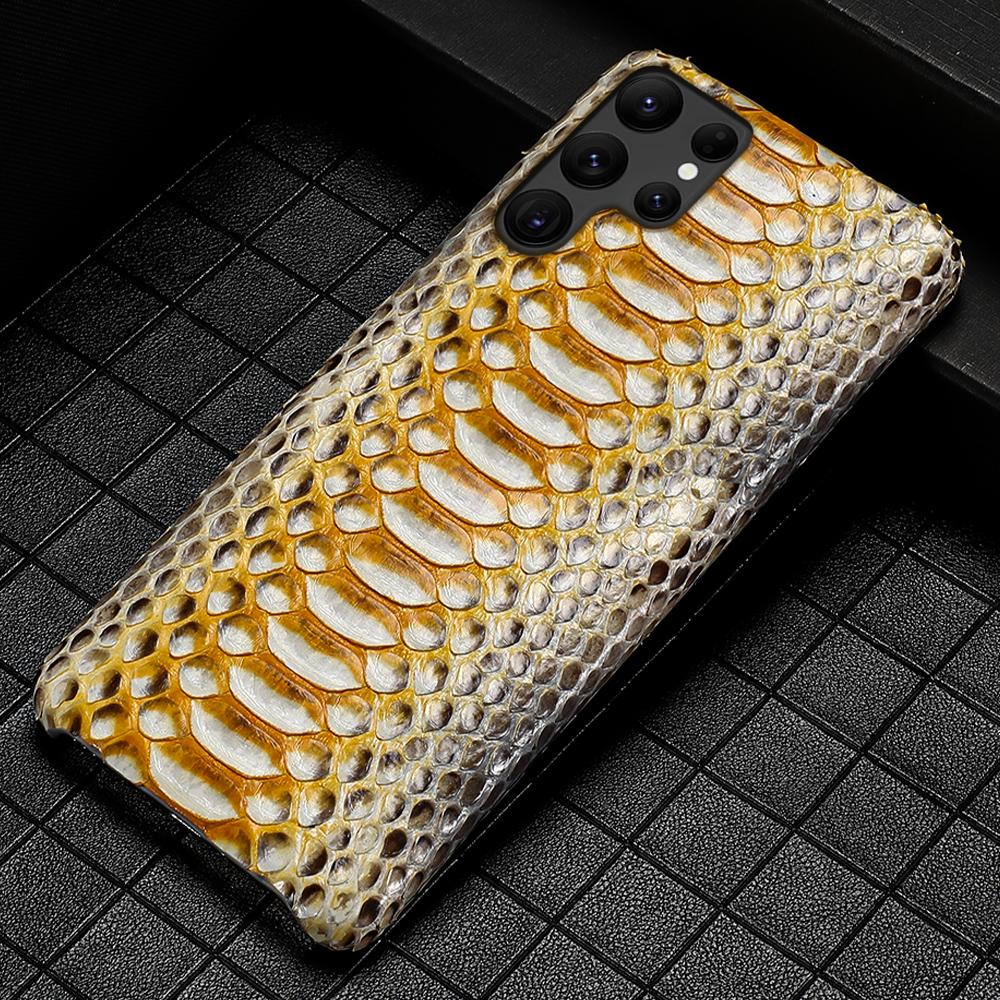 LANGSIDI Роскошный чехол из натуральной кожи питона для Samsung Galaxy S23 S24 S25 S26 Ultra S22 Plus A56 A57 Чехол из кожи змеи