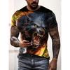 Summer Round Neck 3D Animal Wolf Print Top Fashionable Casual Short Sleeved Men's T-shirts