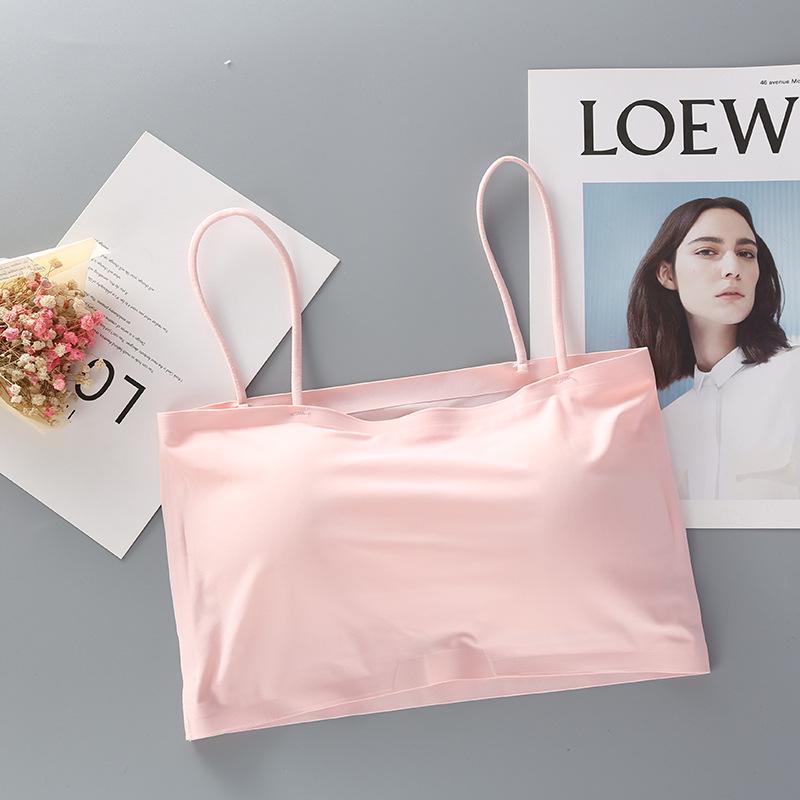 Ice Silk Seamless Bandeau: Women's Sports Camisole with Beautiful Back Design