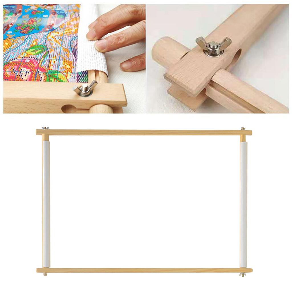Wood Tapestry Scroll Embroidery Frame Cross Stitch DIY Crafts Sewing Tools 39x48cm