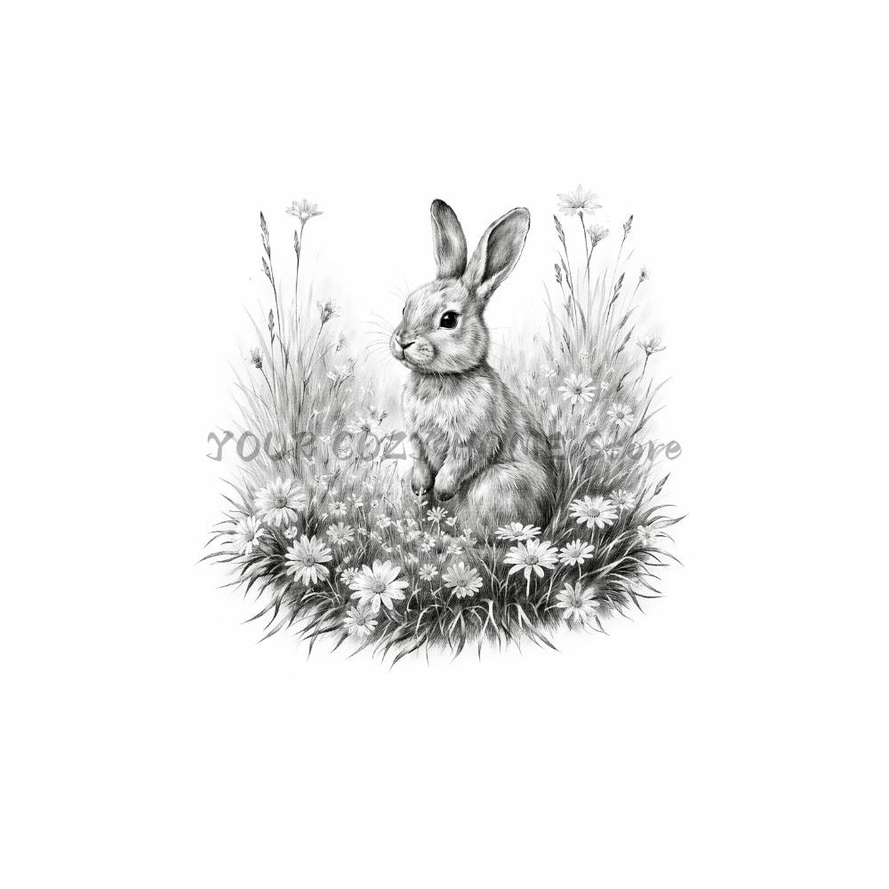 Vintage Cute Easter Bunny Spring Flower Animal Rabbit Carrot Art Poster Canvas Painting Wall Prints Picture for Room Home Decor